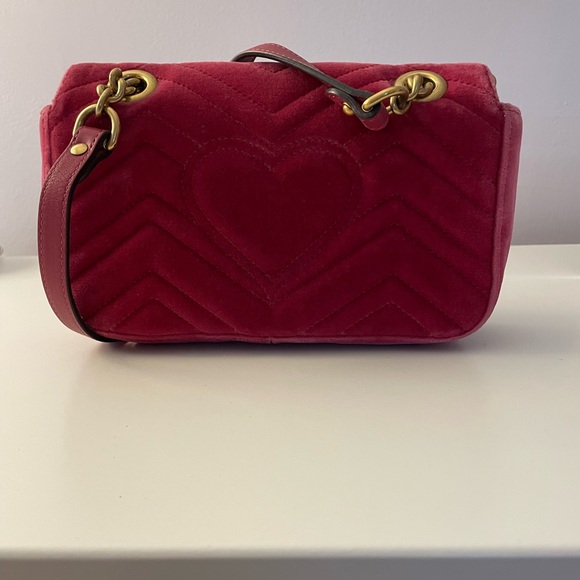 Gucci Marmont Flap Bag Small Velvet Fuchsia - Picture 4 of 12